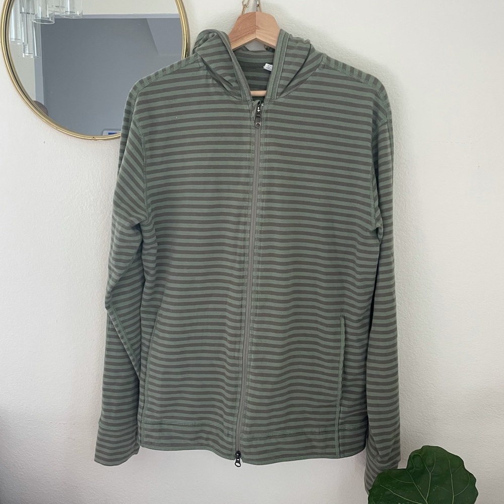 Lululemon Rival Hoodie Striped Green Jacket Full Zipper Size Large